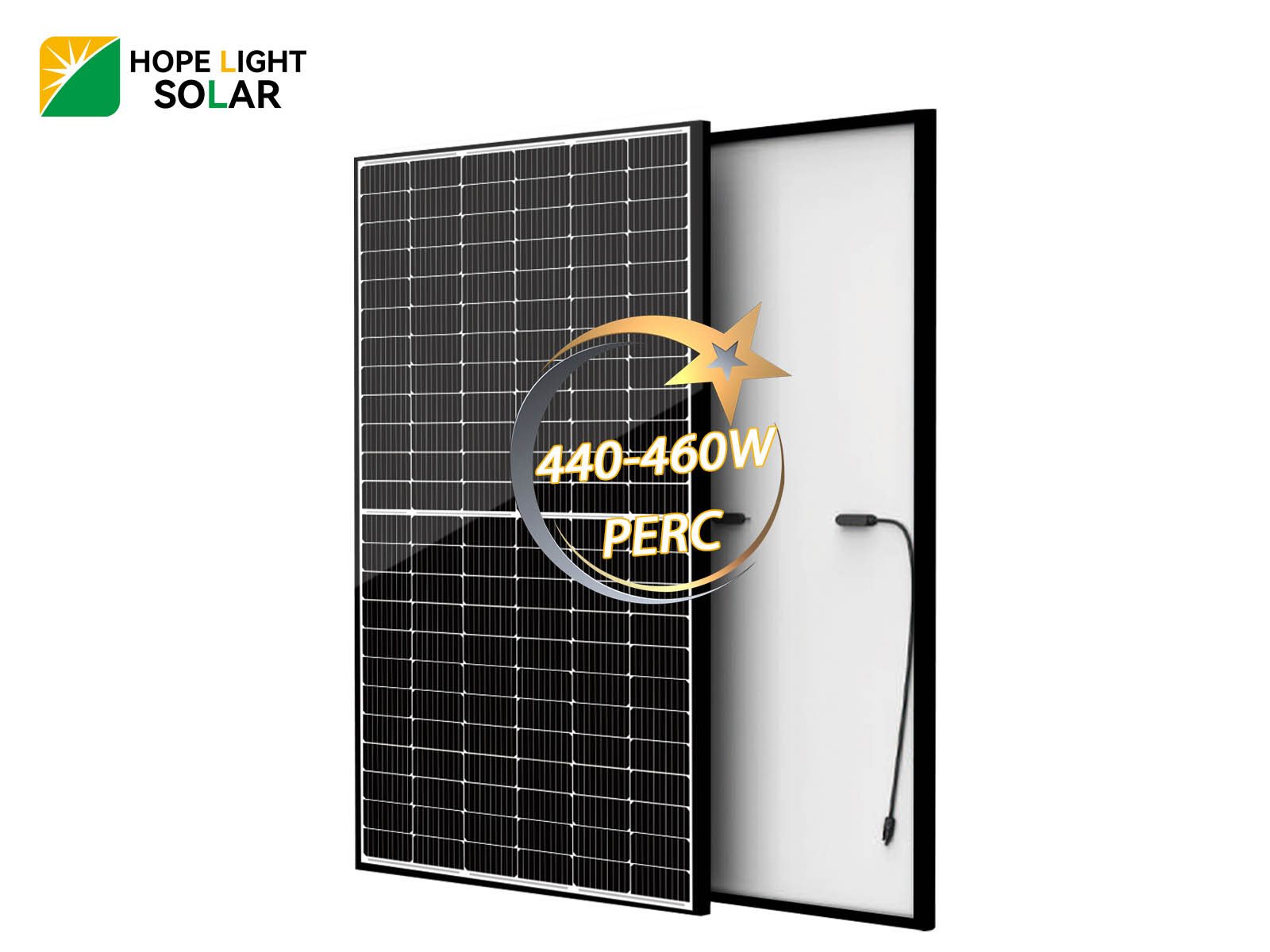 Panneau solaire à cadre noir PERC en verre simple 450W