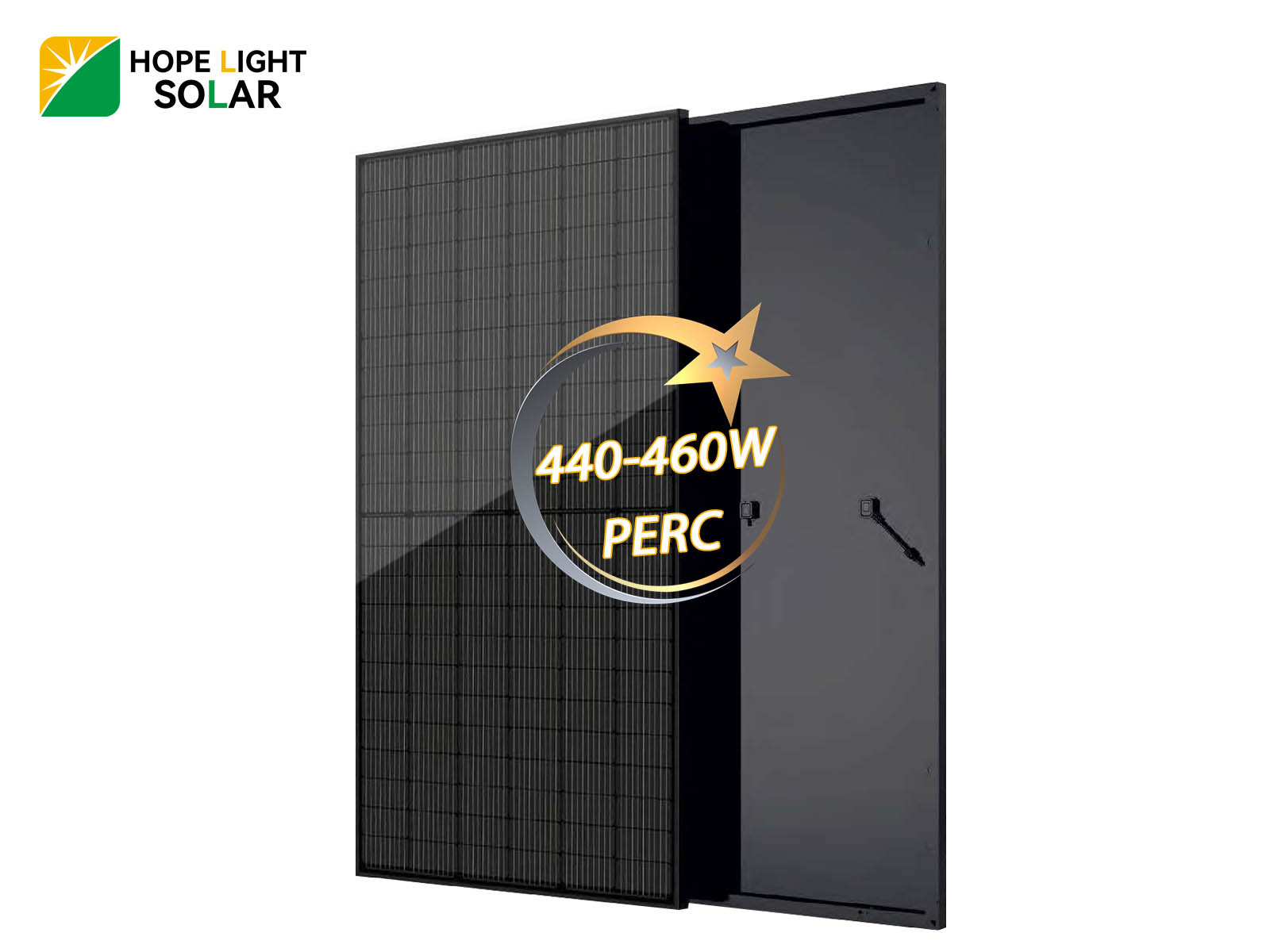 Panneau solaire PERC entièrement noir 450 W en verre simple