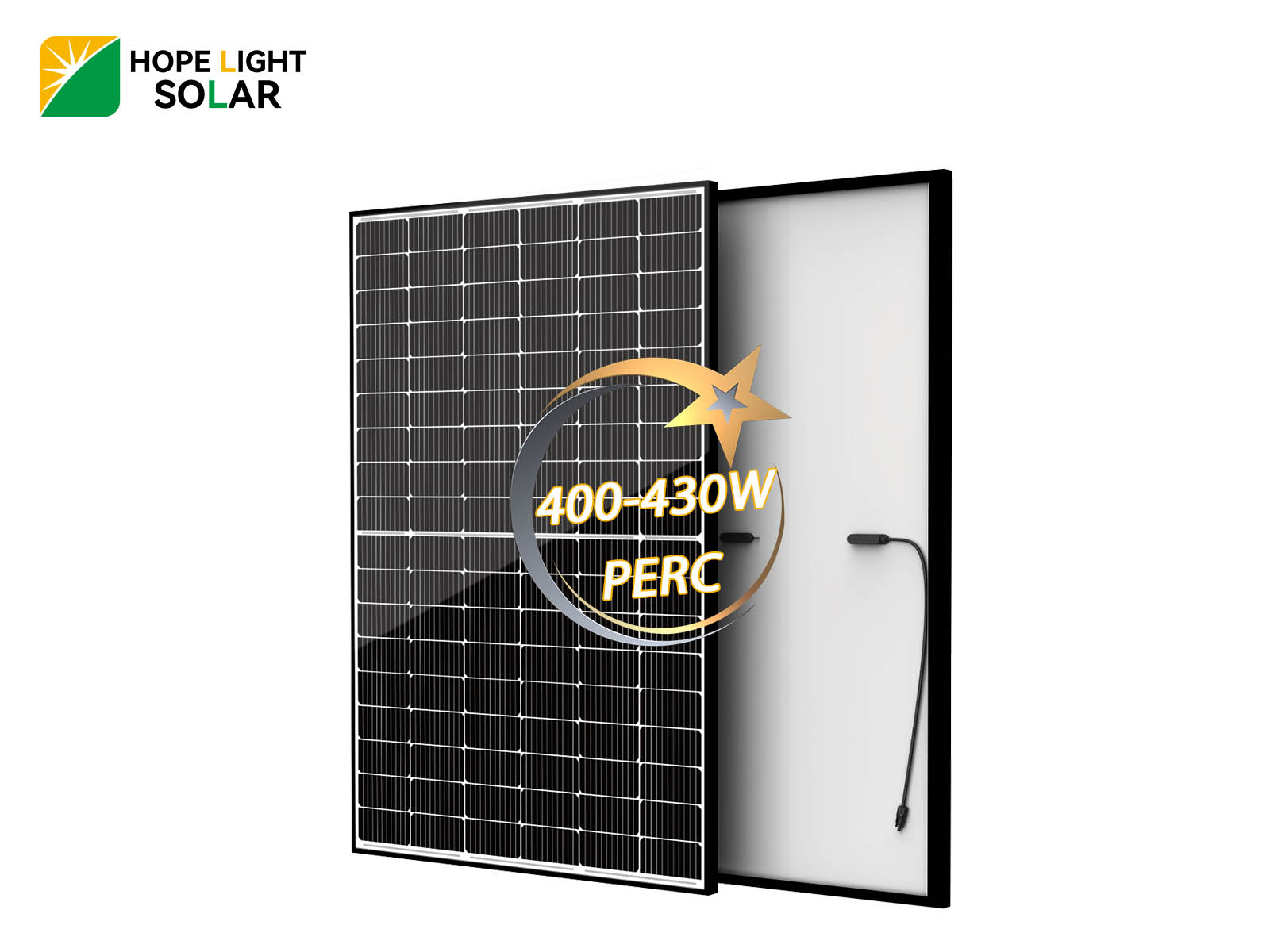 Panneau solaire à cadre noir PERC en verre simple 430W