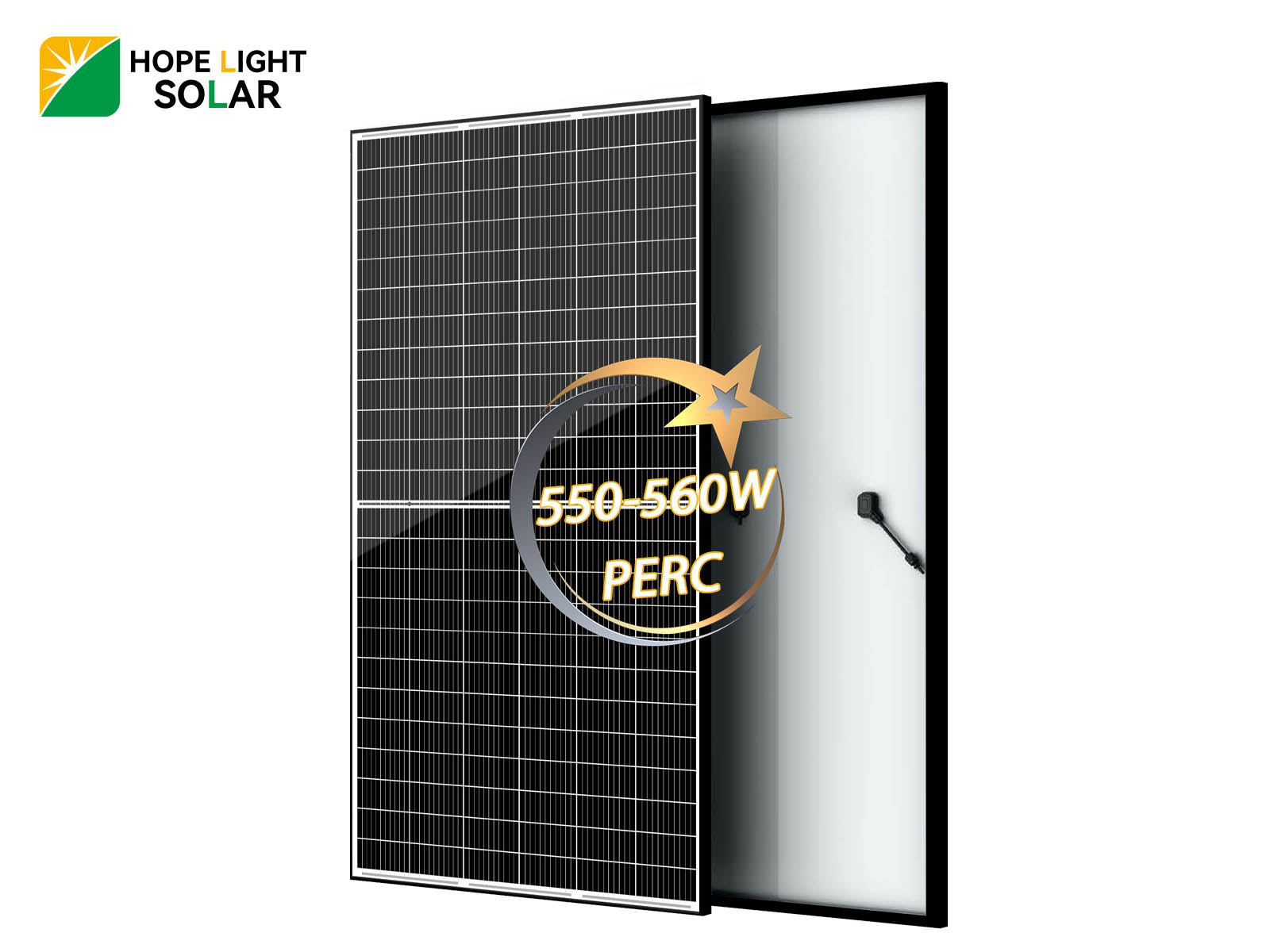 Panneau solaire à cadre noir PERC en verre simple 550W 555W